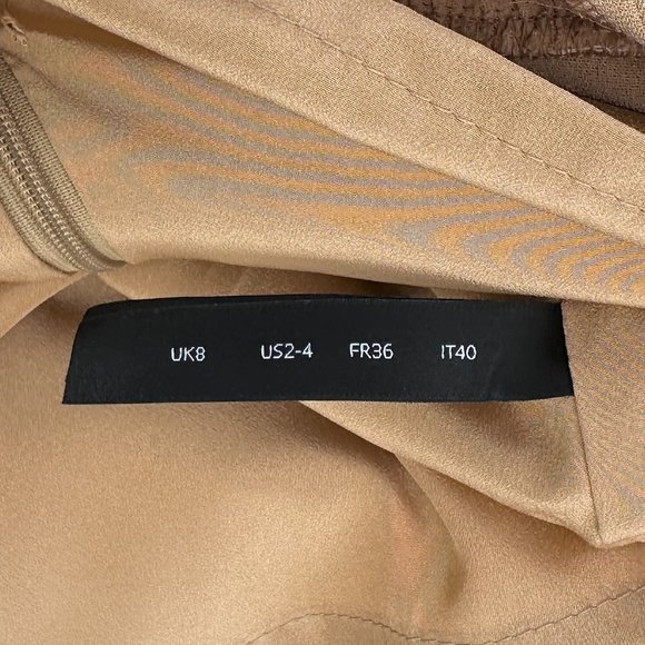 NWT Mother of Pearl Pippa Tan Brown Ruched Long Sleeve Crepe Maxi Dress sz 2-4 - Picture 5 of 6